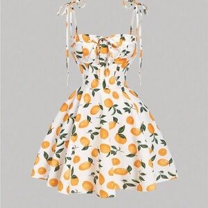 Lemon Print Sundress with Tie Straps